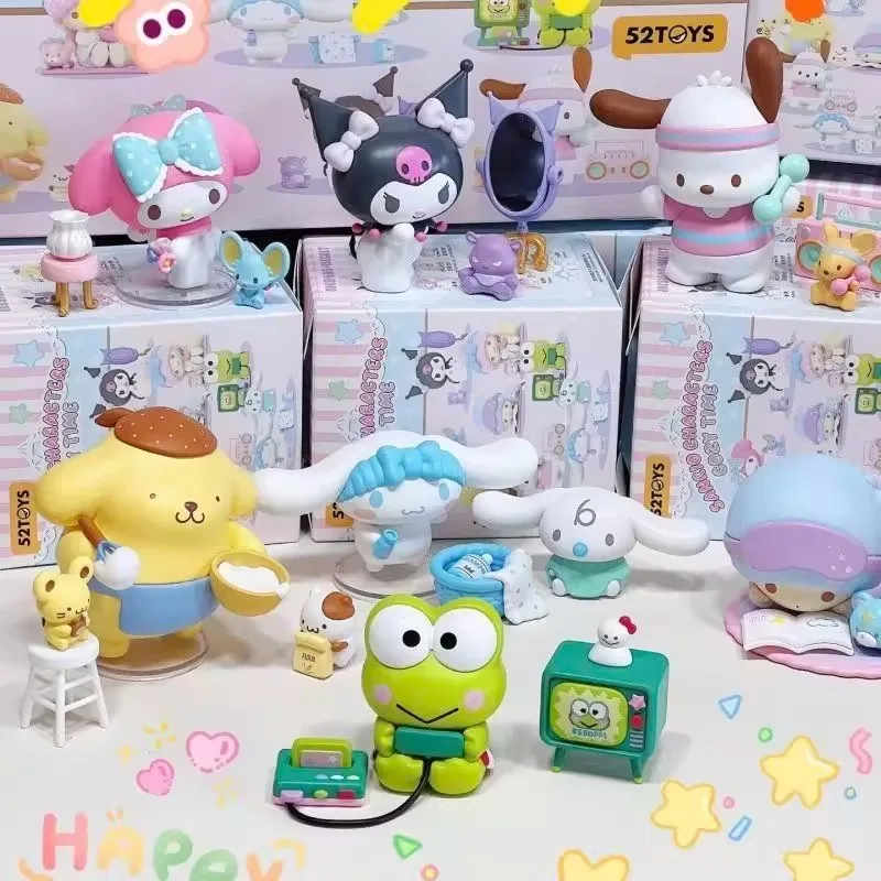 

In Stock New Genuine Melody Characters Cozy Time Series Blind Box Model Little Twin Stars Kuromi Collectibles Girl Kawaii Gift
