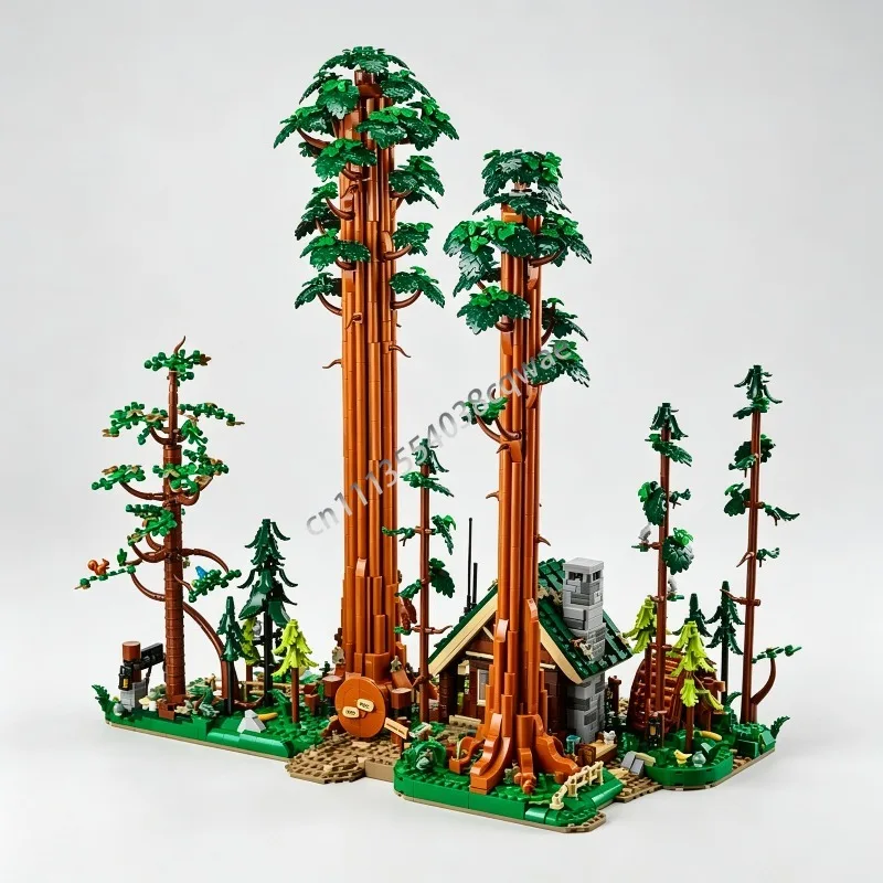 3187 PCS Redwood Tree Trail Natural Landscape Scene MOC Model DIY Educational Assembly Toy Home Display Birthday Festival Gift