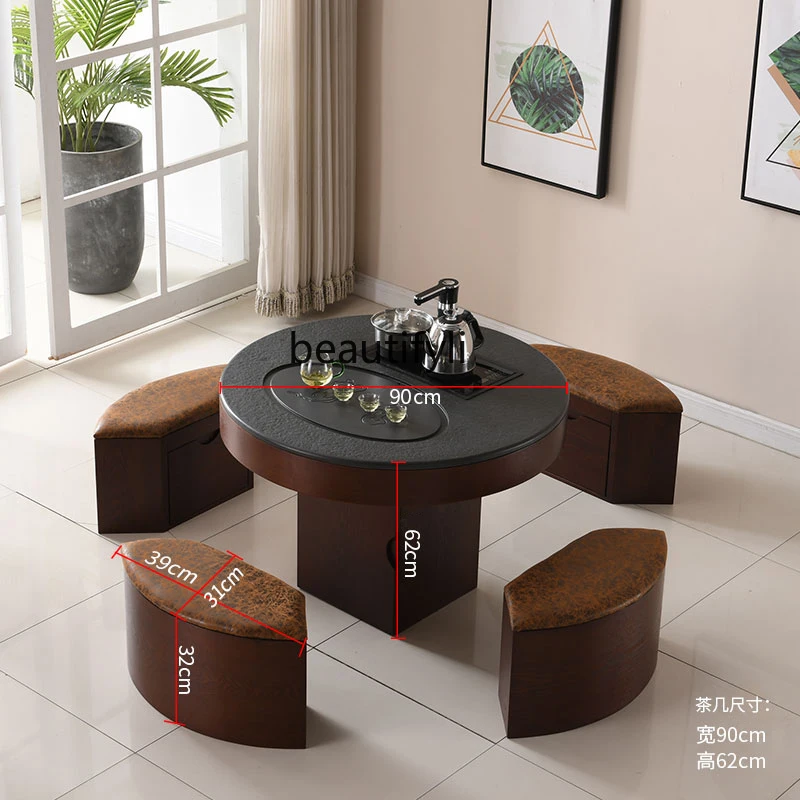 Licht Luxe Ronde Firestone Kung Fu Thee Theetafel Balkon Tafel-Stoel Set Huishoudelijke Minimalistische