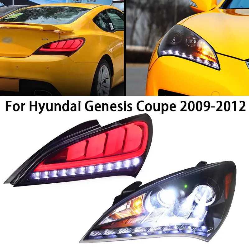 Car Headlight with TailLamp for Hyundai Genesis Coupe LED Headlight 09-12 Headlights DRL Turn Signal High Beam Angel Eye Project