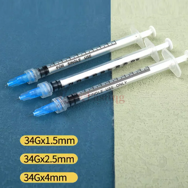 1ml strzykawki luer + 34G4MM + 32G4MM + 30G4MM igły do ​​wstrzykiwania igły do ​​rysowania narzędzie ostre igły igły do ​​tatuażu