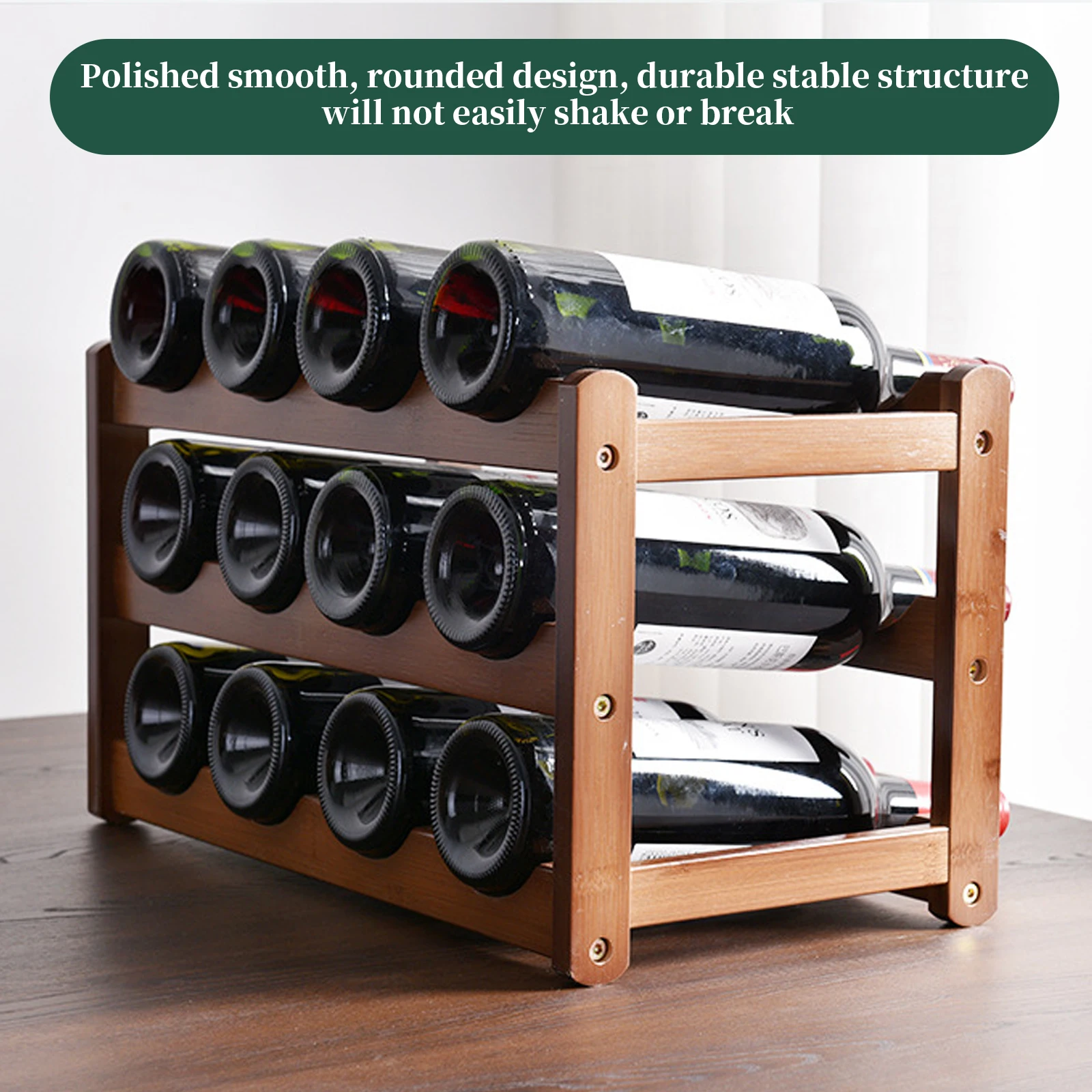 2/3 Tiers Wood Wine Rack Bottle Holders Kitchen Water Bottle Red Wine Shelf Cup Storage Shelf Pantry Bar Display Organizer Stand