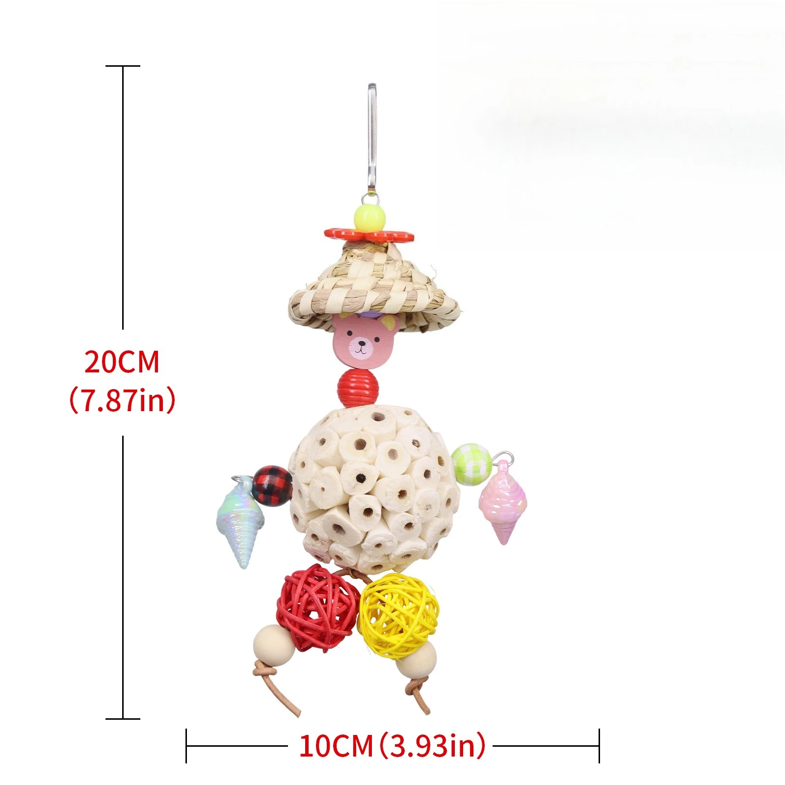 Vogel Spielzeug Strohhut Rattan Ball Bunte Papier Obst Nagen Kauen Linderung Langeweile Vogelkäfig Dekoration Kleine Papagei Spielzeug – Detail 3