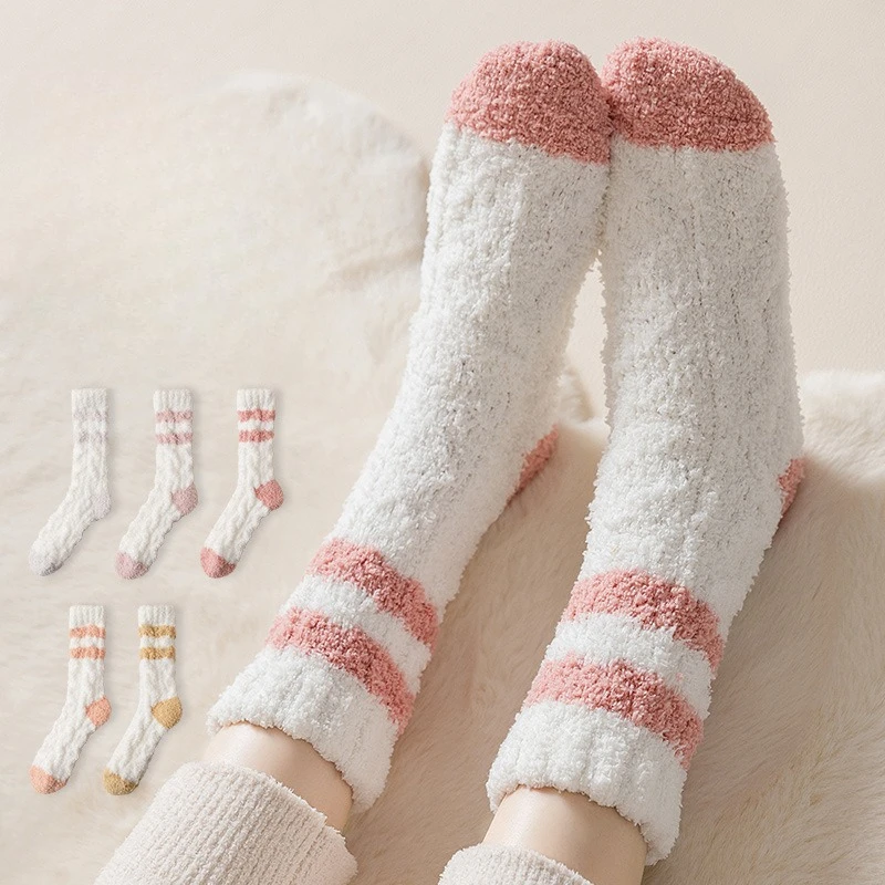 Korallen Fleece Socken Frauen Winter Verdickte Warme Schlafsocken Frauen Fleece Boden Socken