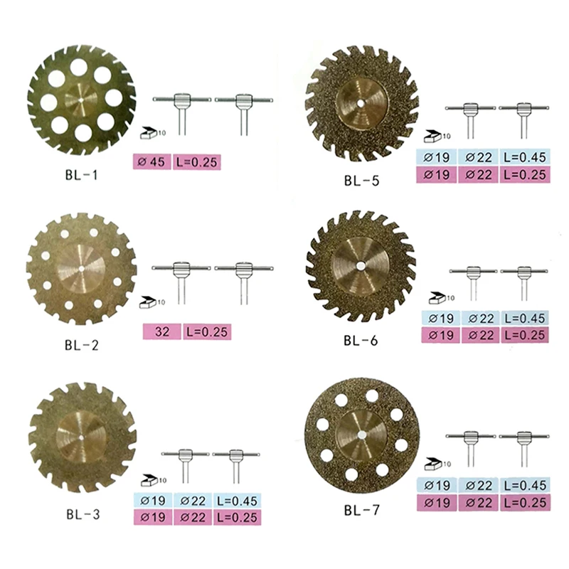 5 sztuk/zestaw Dental ultra-cienki dwustronny piasek porcelanowy diamentowa tarcza tnąca trzpień diamentowy Disc stomatologia narzędzia do