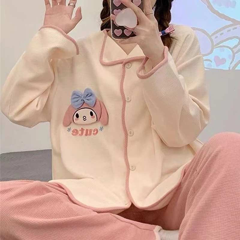 Pigiama Kawaii Sanrio Hello Kitty Pochacco Anime Cartoon Studenti Autunno Inverno Poliestere a maniche lunghe Indumenti da notte per ragazze Regalo