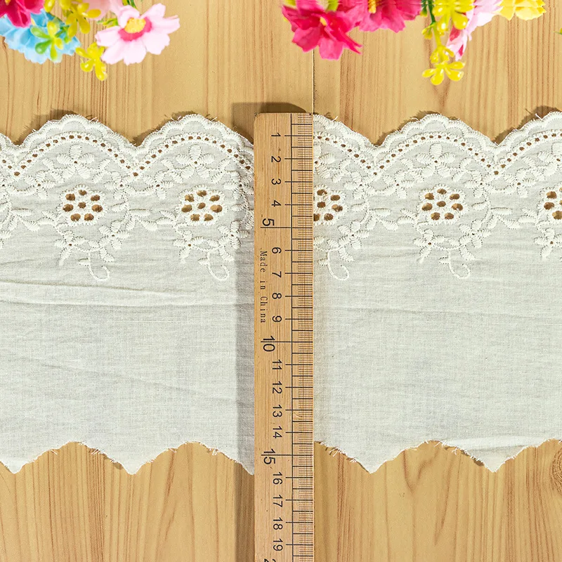 5Yard/Lot hohle Blume Baumwoll tuch bestickte Spitzen besatz 13cm Kleidung Kleid DIY Manschetten Ausschnitt Stoff Zubehör – Detail 10