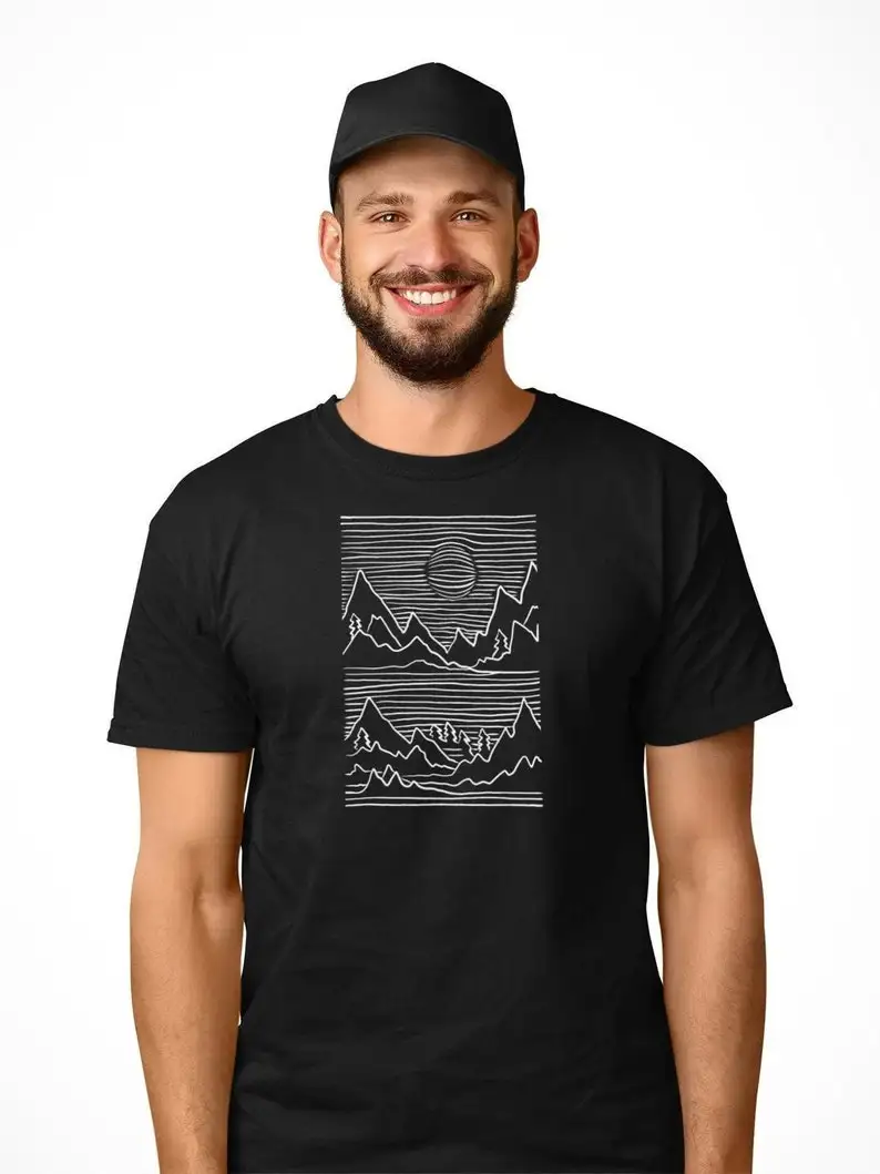 

T-shirt Men Mountains Geometric Tshirt Man Gift Nature Travel Graphic Shirt