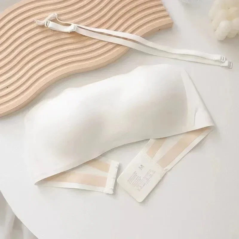 Women's Bra Strapless Underwear Thin Non Slip Non Marking Invisible Collection Breast Supplement  Jelly Bra 65A-85C view 6