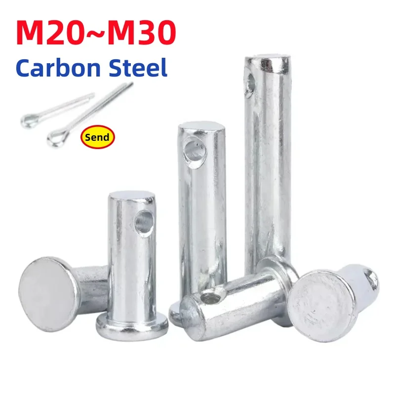 M20 M25 M30 Carbon Steel With Hole Pin Shaft Cotter Pin Set Flat Cylindrical Pins Plug Positioning Pins