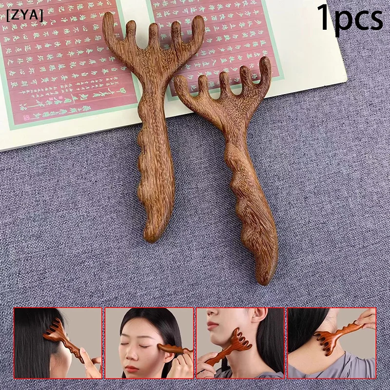 MultiFunctional  Therapy Massage Comb Scalp Head Massager Natural Sandalwood Circular Tooth Guasha Scraping Body Massager[ZYA]