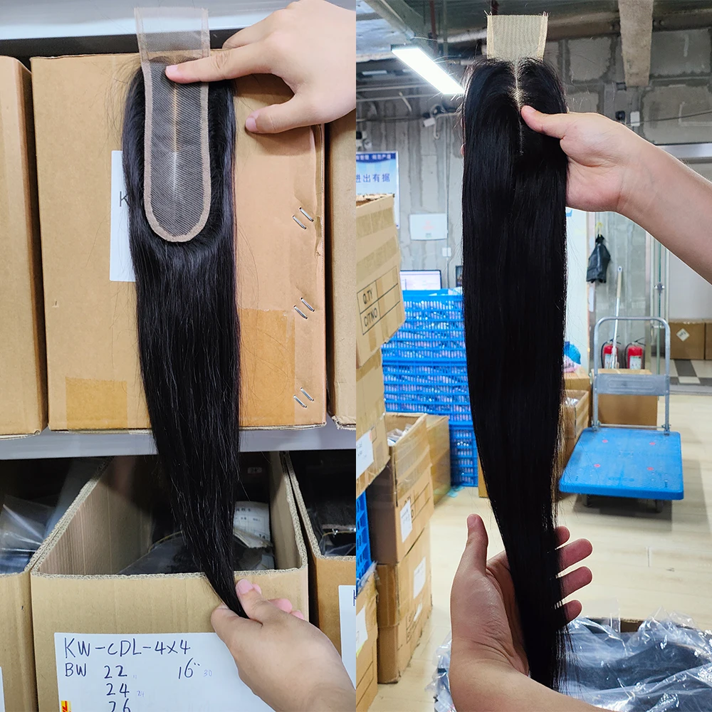 32 Zoll glatte Echthaar-Bundles, 3/4 Echthaar-Bundles mit 2x6 transparentem Spitzenverschluss, brasilianisches Echthaar, 100 % unbehandeltes Echthaar, knochenglatt, seidig, volle, dicke Spitzen, färbbar, bleichbar, schneller Versand aus lokalem Lager – Detail 7