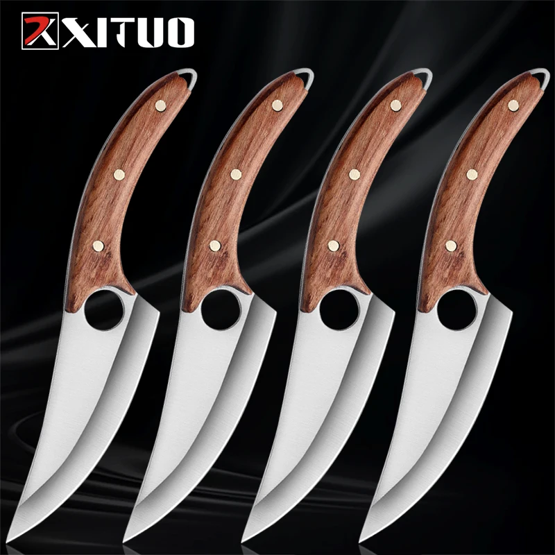 Stainless Steel Meat Cutter Handmade Forged Fruit Slicing Knife Kitchen Meat Cleaver Knife Fish Killing Knife Barbecue Knife