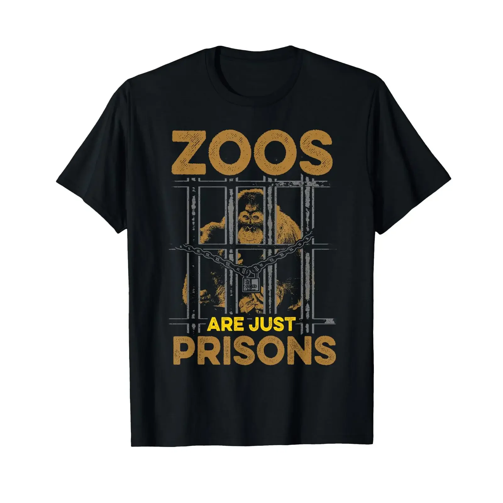 Zoos Are Just Prisons Anti Zoo Circus Protesting Women's T Shirt Black Small Classic with Animal Print  vintage Washed Soft