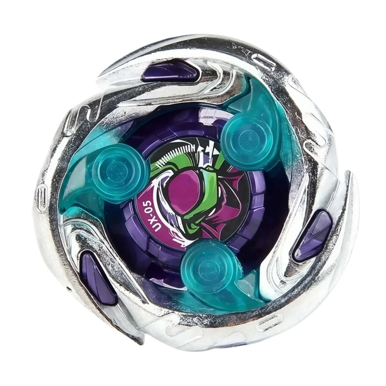Takara Tomy UX-05 Shinobi Shadow 1-80MN Silver Purple Teal Booster Defense Battle Spinning Top Boys Collectible Gyro Toy
