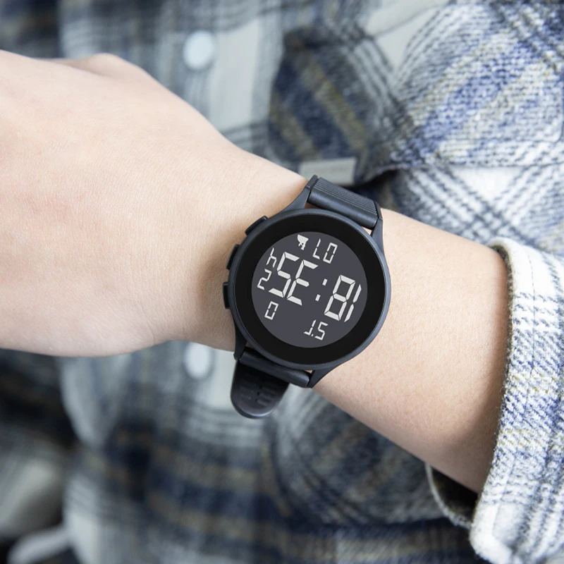 Elektronische Sportuhr für Herren, dünnes Design, hochwertige LED-Anzeige, digitale Herrenuhr mit Wochenkalender-Chronograph