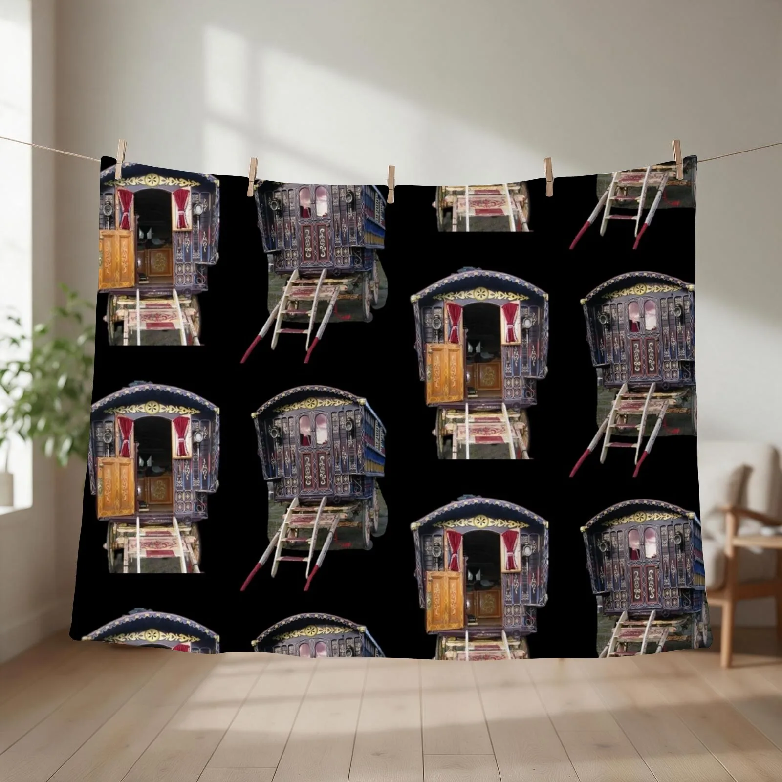 vardo, gipsy caravan,Romany gypsy traveler Throw Blanket couch cozy soft plush fuzzy picnic outdoor blanket