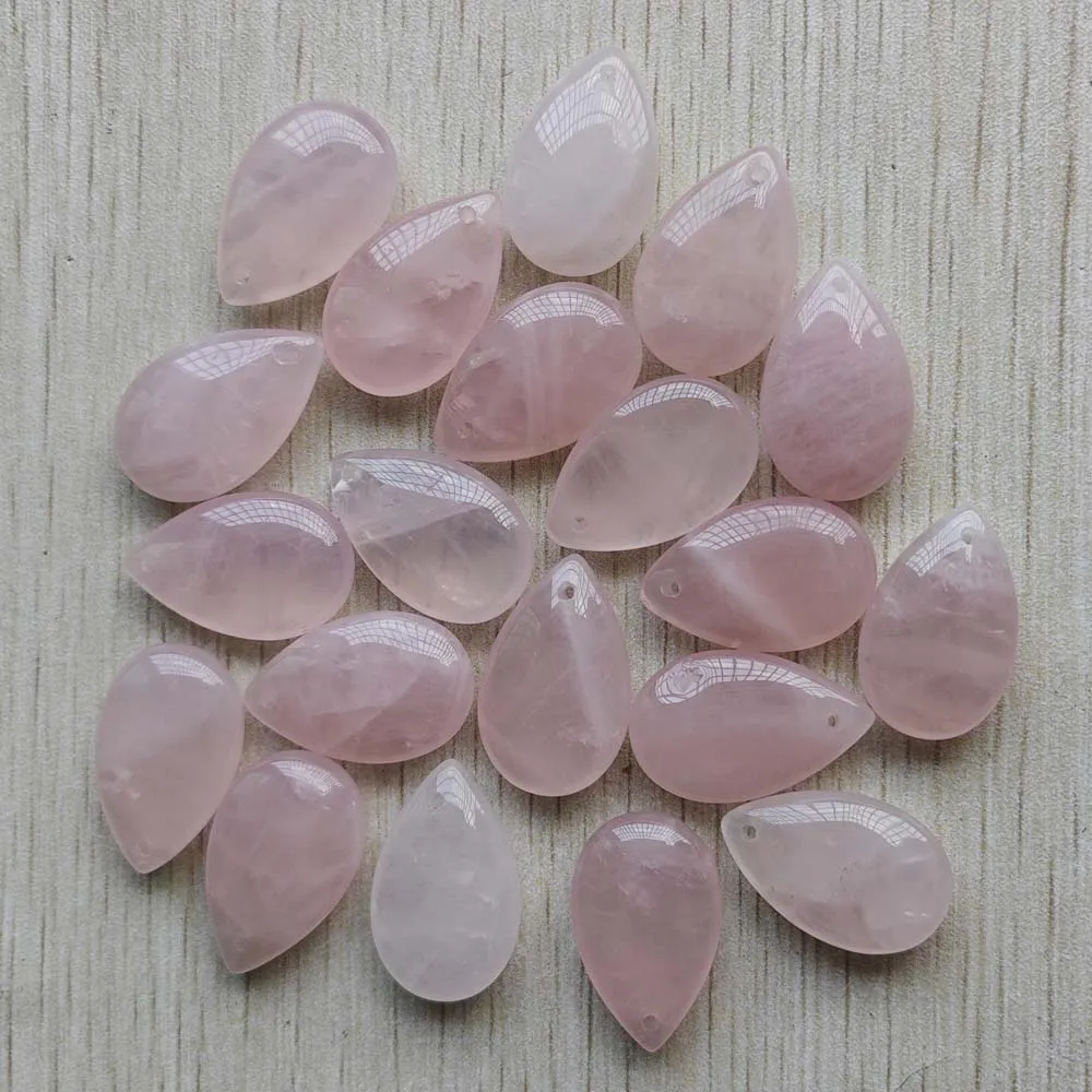 Fashion Natural rose quartz stone pink water drop pendants diy jewelry accessories making free shipping Wholesale 20pcs/lot