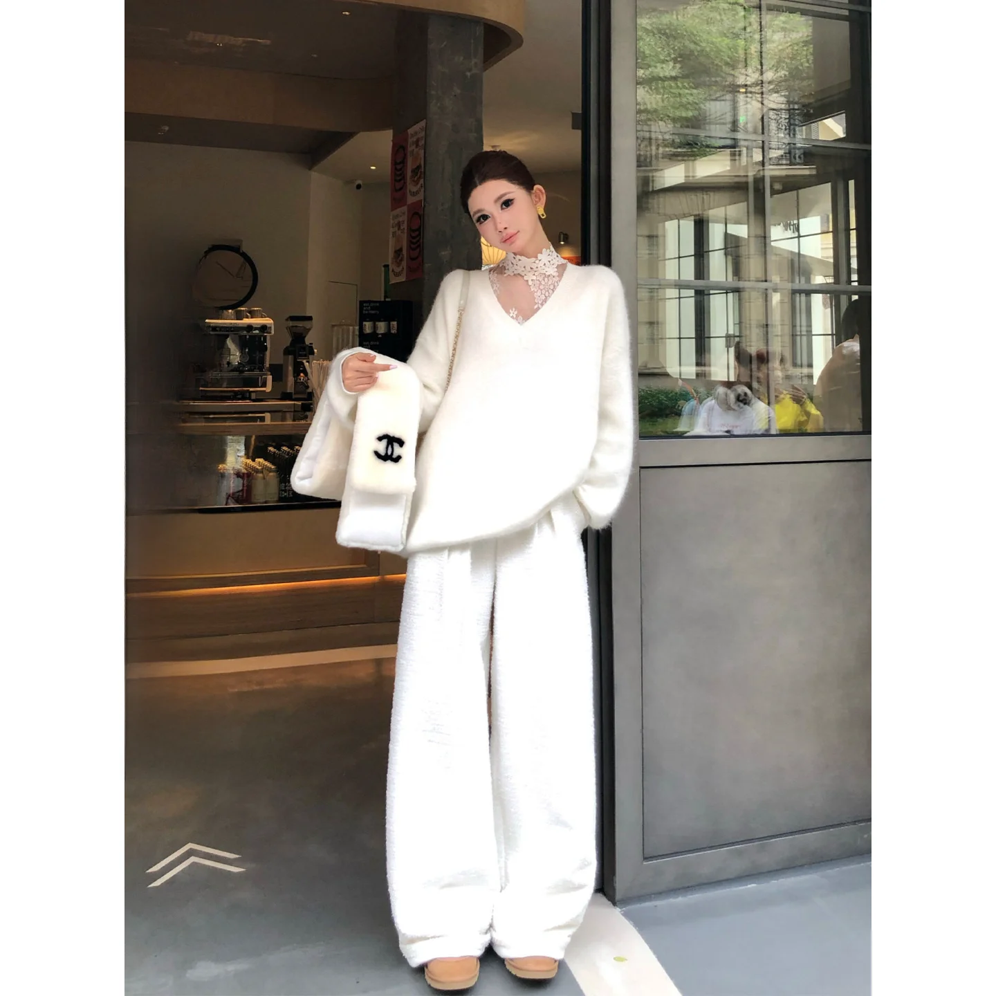

Knitted Sweater Women's Autumn Winter Soft Skin-friendly Snow Sculpture Yarn Heavyweight Knit Top Trendy Personality