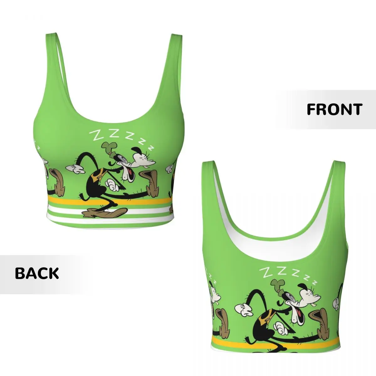 Kustom Goofy ZZZZ kolase kartun olahraga Bra wanita dampak tinggi latihan Yoga Crop Top