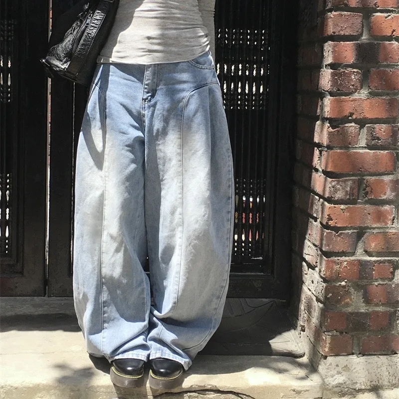 

High Waist Wide Leg Jeans Knife Washed White 3D Tailoring Casual Style Cotton Blend with Pockets for Women Autumn 2025