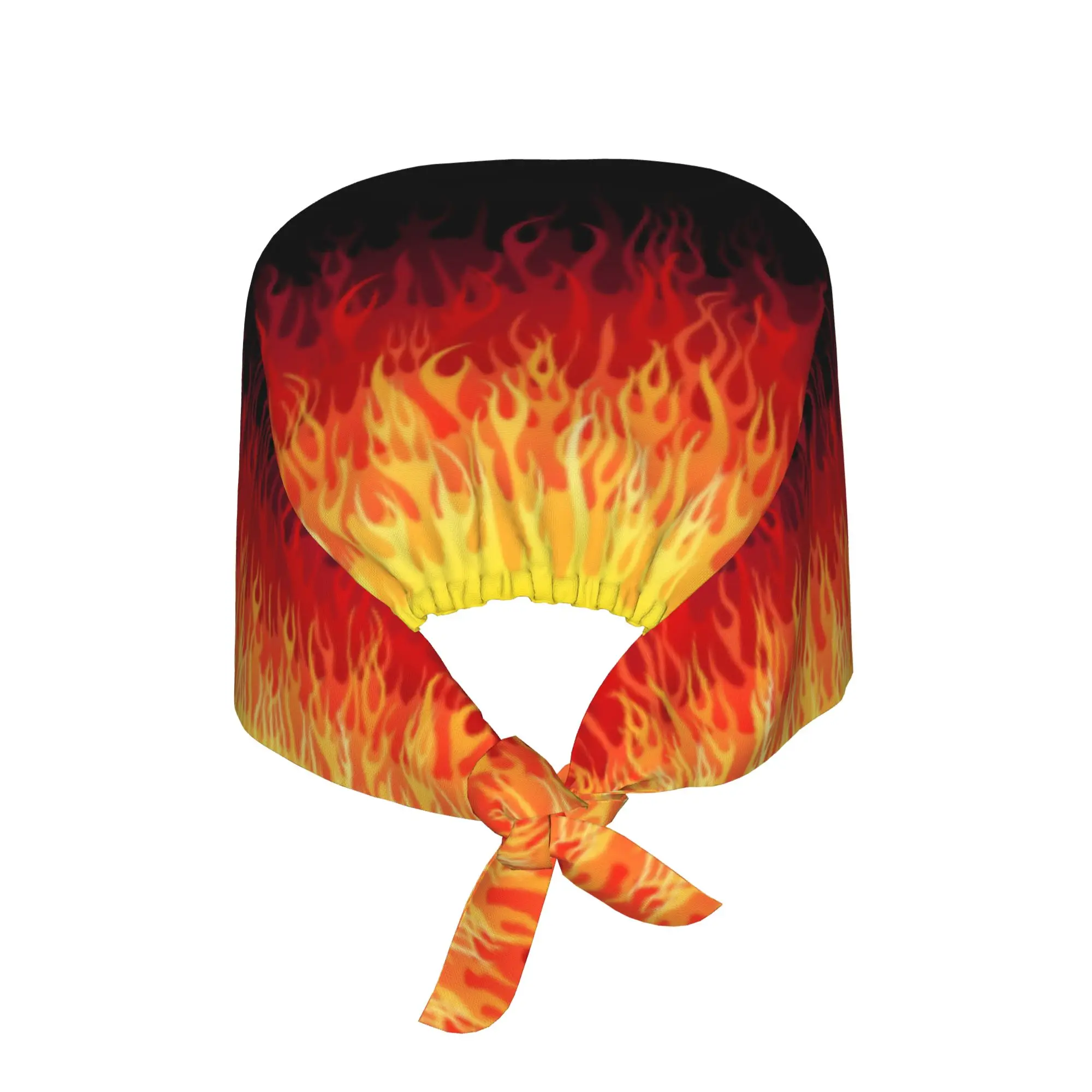 Custom Adjustable Red Burning Fire Racing Flames Working Hat Women Men  Surgical Hat Scrub Nursing Doctor Surgeon Cap for Chef