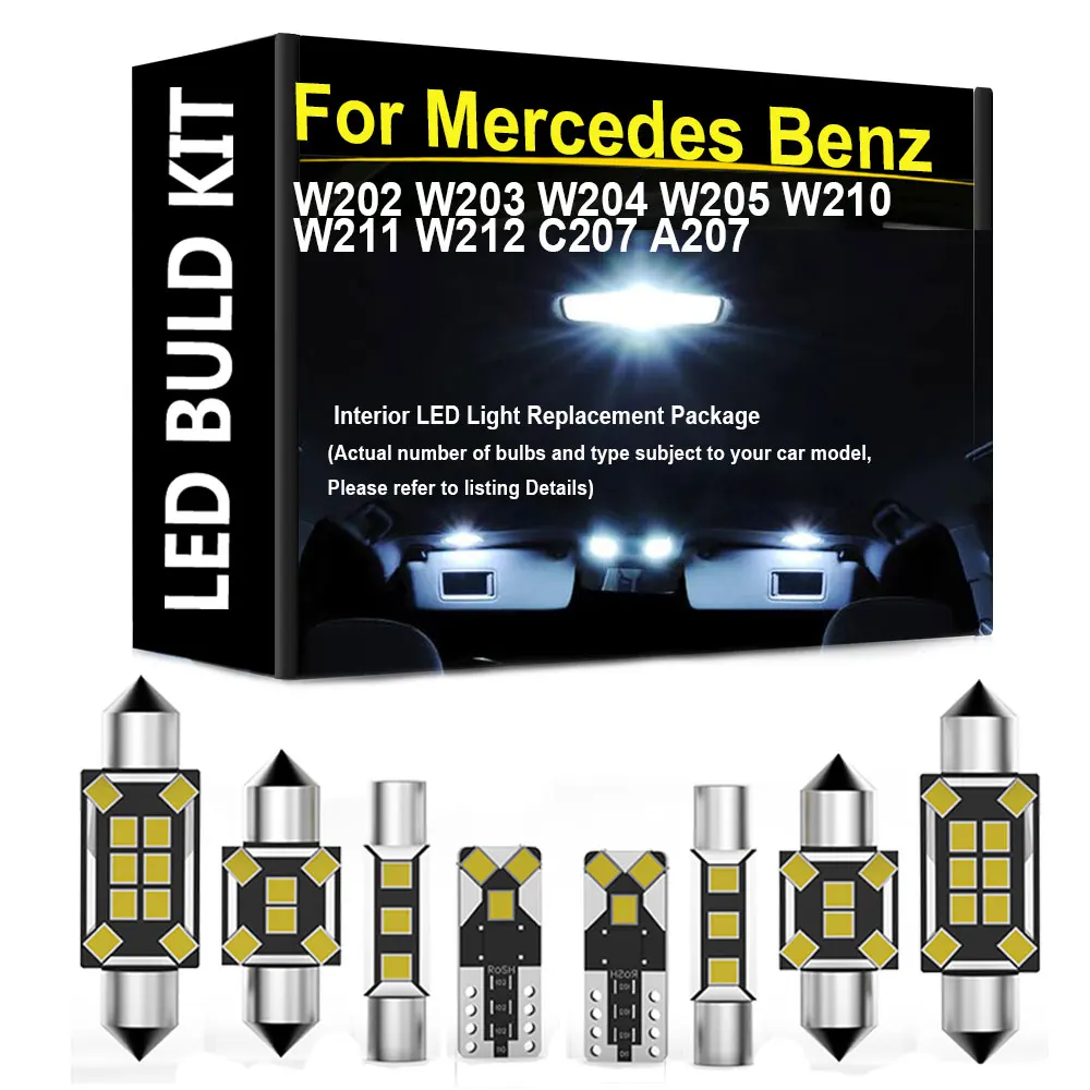 Car Canbus Interior LED Lights Kit For Mercedes Benz W202 W203 W204 W205 W210 W211 W212 C207 A207 C E Class Auto Accessories