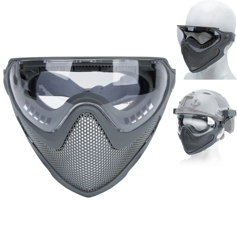 

Paintball Full Face Mask Tactical War Games Hunting Airsoft Protective Masks with Anti-Fog Goggles