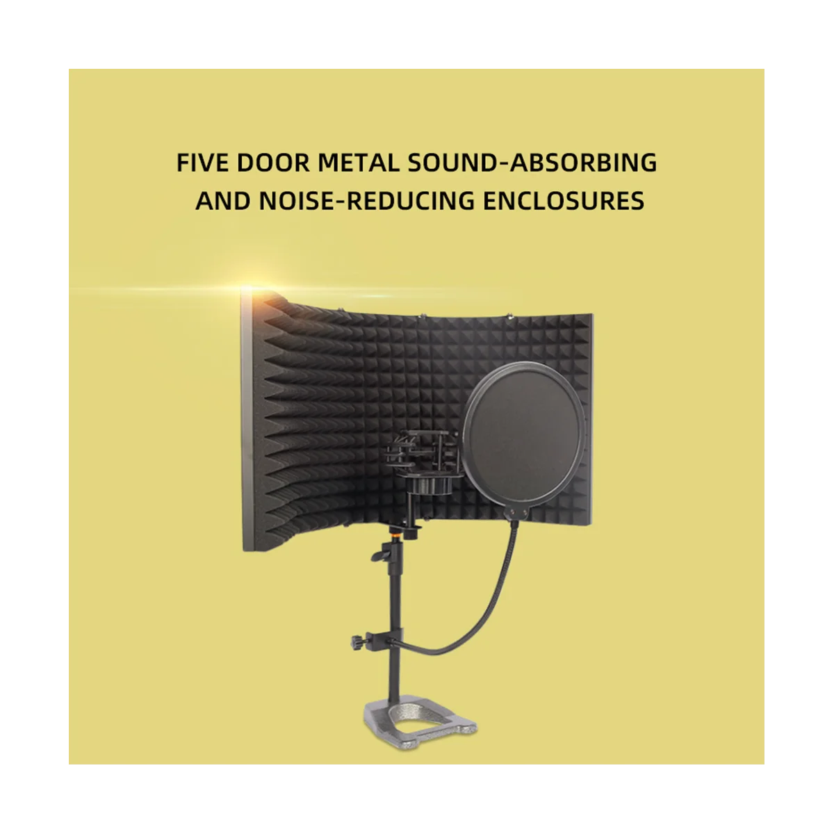 Microphone Portable Tabletop Sound Absorbing Foam Reflection Filter Mic Soundproof Equipment for Audio Recording 5 Panel