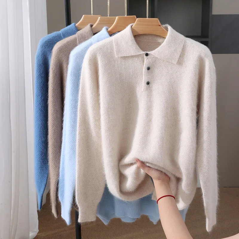 Autumn And Winter Napping Fashion Men's Mink Wool Sweater POLO Collar Business Temperament Bottoming Knitted Sweater
