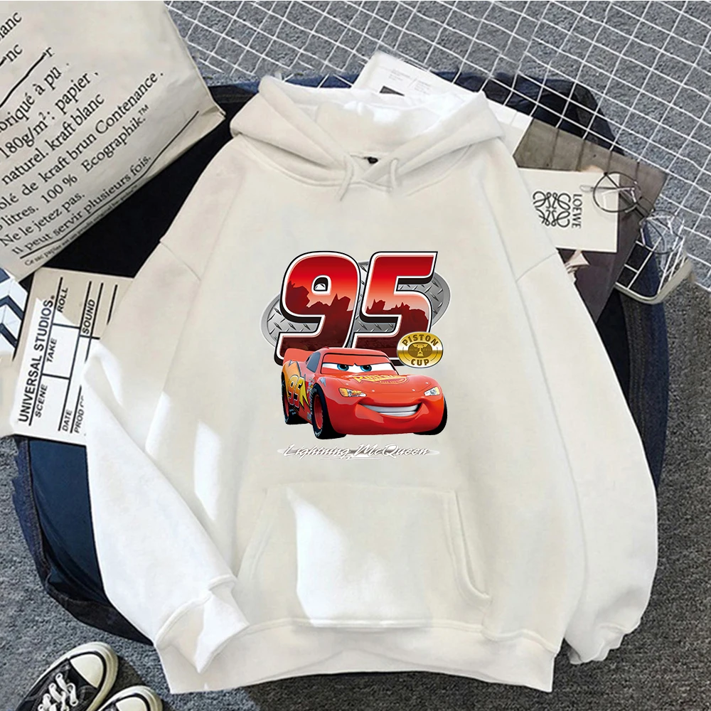 

Cars Lightning McQueen Hoodies Women Vintage Jasmine Kawaii Hooded Pullover Clothes Cartoons Sweatshirt Harajuku Aesthetic Tops