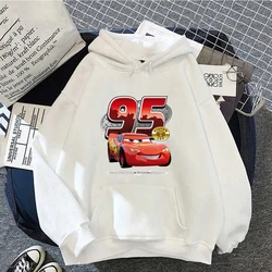 Carros Lightning McQueen Hoodies para Mulher, Jasmim, Pulôver Kawaii com capuz, Moletom Cartoon, Tops Estéticos Harajuku, Roupas Vintage