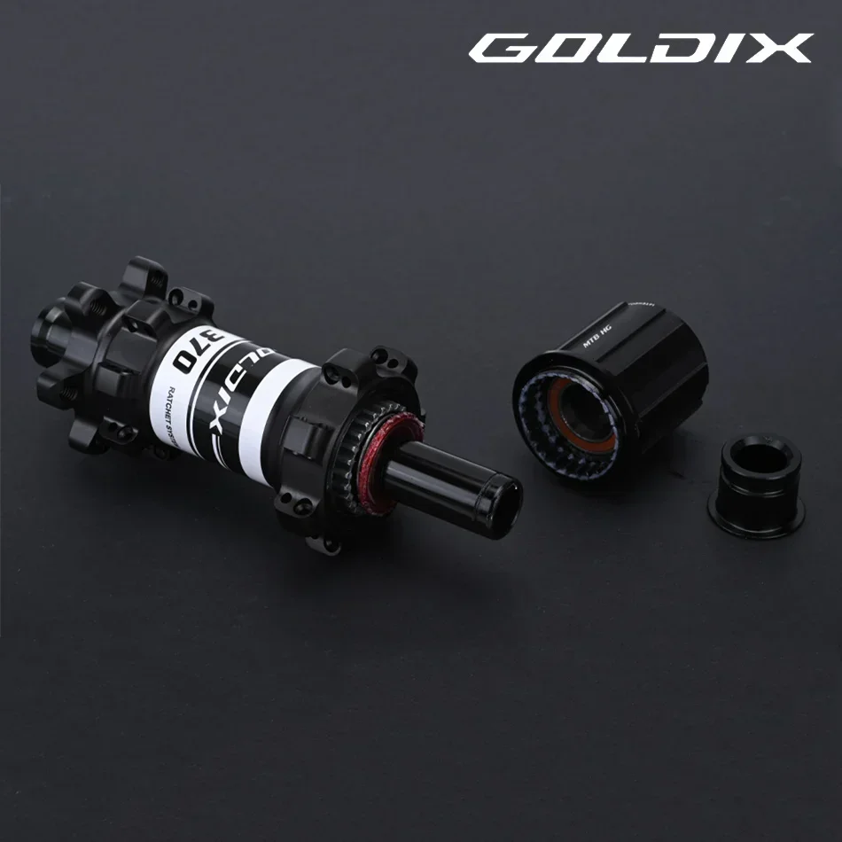 GOLDIX M370 Bicycle Hubs 24 Hole Straight Pull Spoke 6-bolt Disc Brake Mountain Bike Bearing Hub Ratchet 36T HG/XD/MS Hub Body