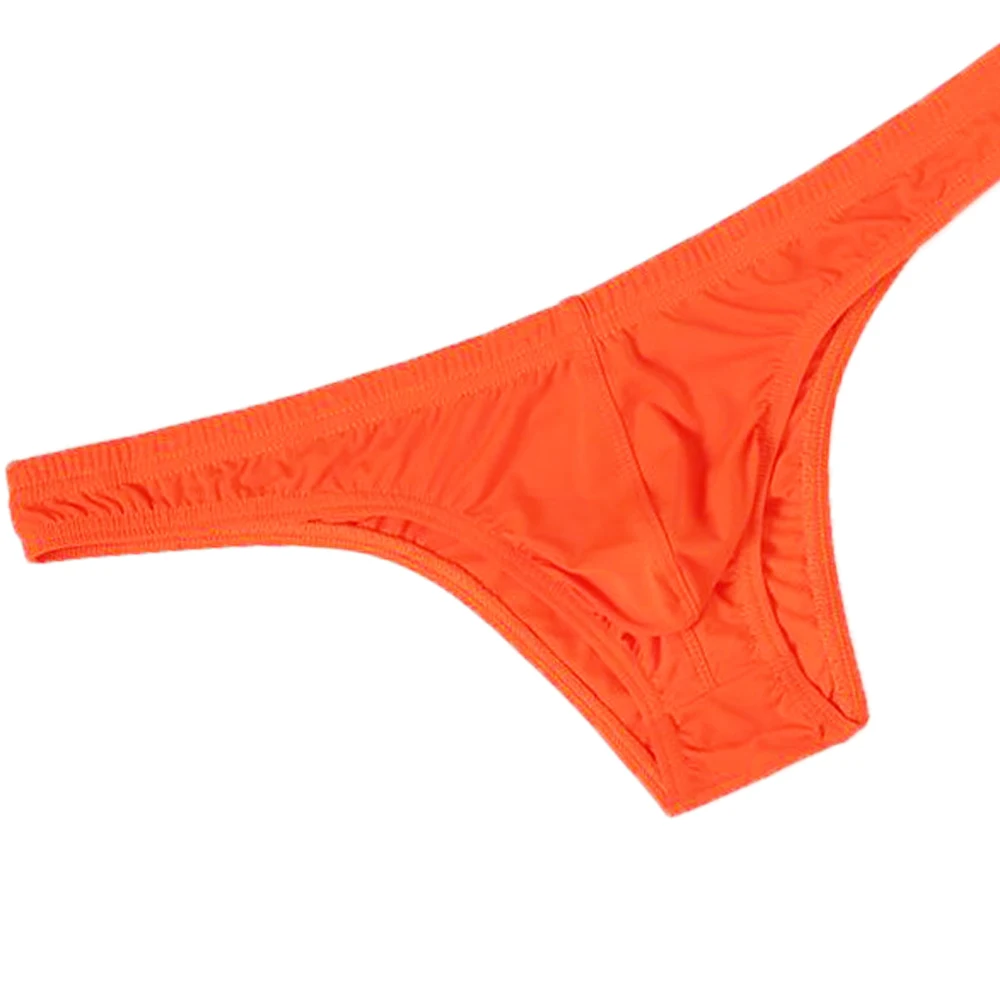 Bragas triangulares para hombre, calzoncillos de nailon de seda de hielo, Bikini de cintura baja, lencería masculina, ropa interior que acentúa el bulto