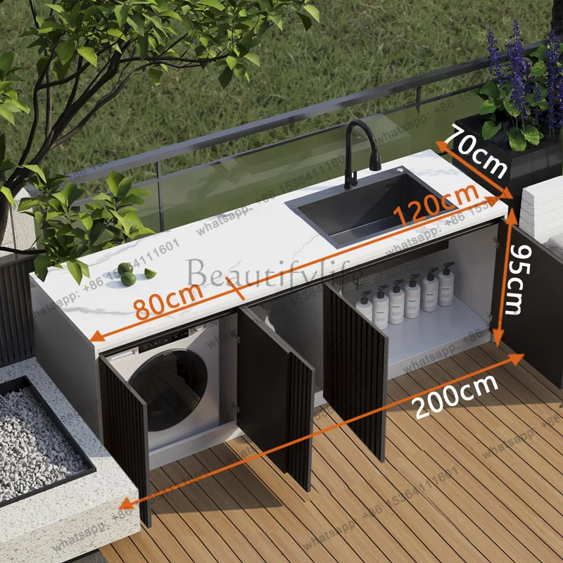 courtyard washing machine cabinet console villa outdoor garden rock slab aluminum honeycomb integrated basin