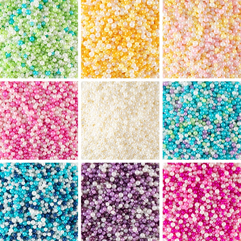 Rainbow Color Beads Mix Size 3/4/5mm Round UV Resin Imitation Pearl Beads No Hole Loose Beads DIY Jewelry Manicure Making Crafts