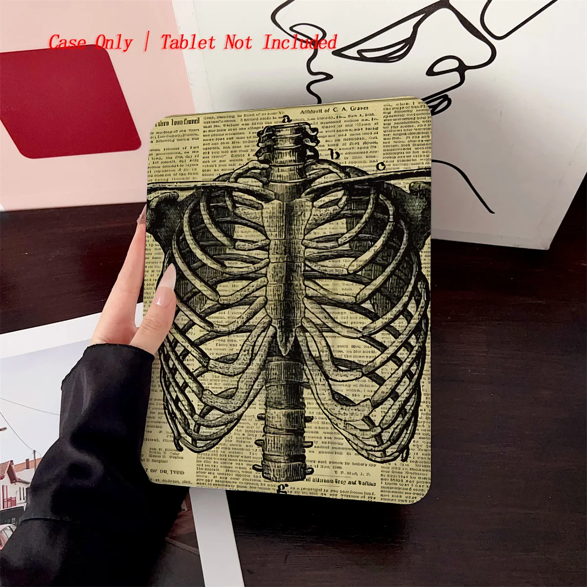 حافظة iPad بنمط هيكل عظمي على الطراز القوطي البشري - 360 درجة °   واقي قابل للدوران وقابل للطي لأجهزة Apple اللوحية