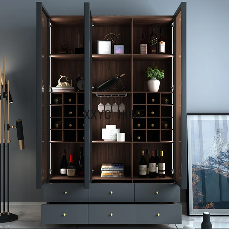 

Bar Showcase Wine Cabinets Cellar Shelf Glass Living Room Wine Cabinet Counter Wall Vitrinas De Vidrio Liquor House Furniture