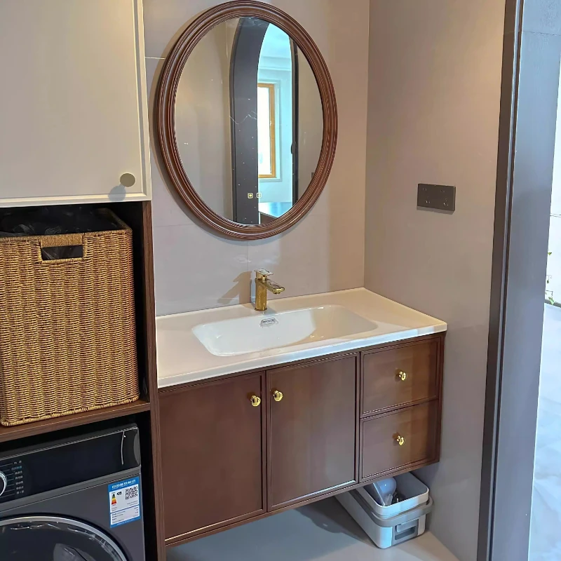 

Shelving Toilet Bathroom Cabinets Mirrors Retro Fog Removal Multifunction Bathroom Cabinets Shelf Oak Furniture Gabinetti MH