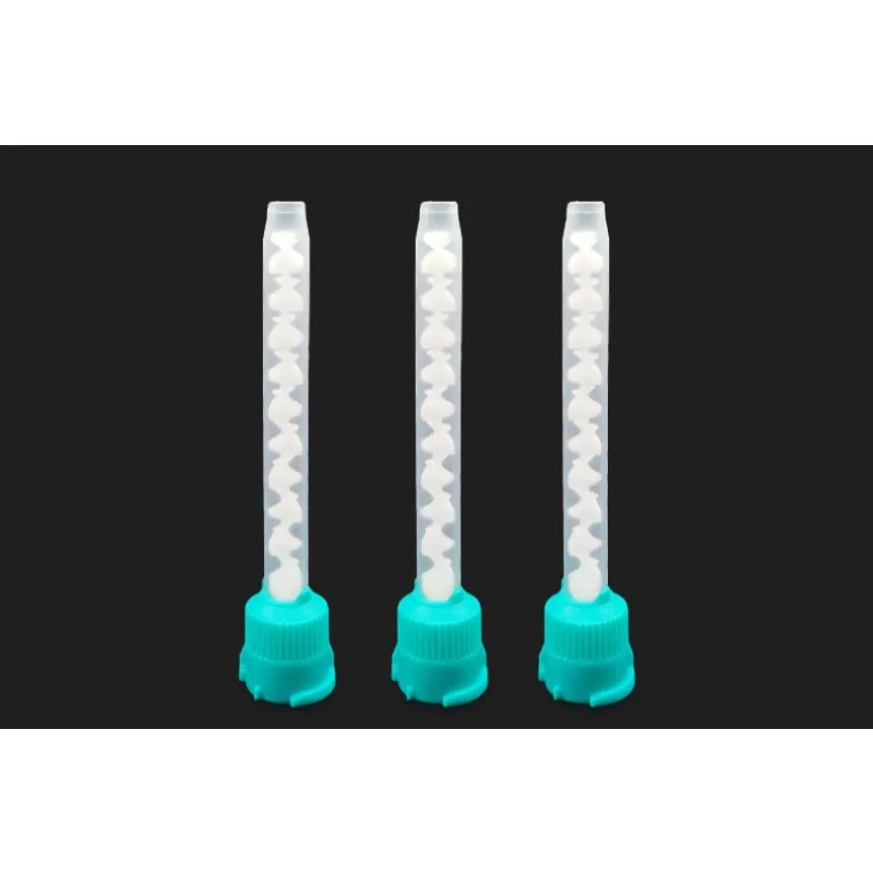 50Pcs Mixing Tube Head Impression Dental Material Disposable Heavy Body Dental Silicone Rubber Delivery Head Dental Bite Record