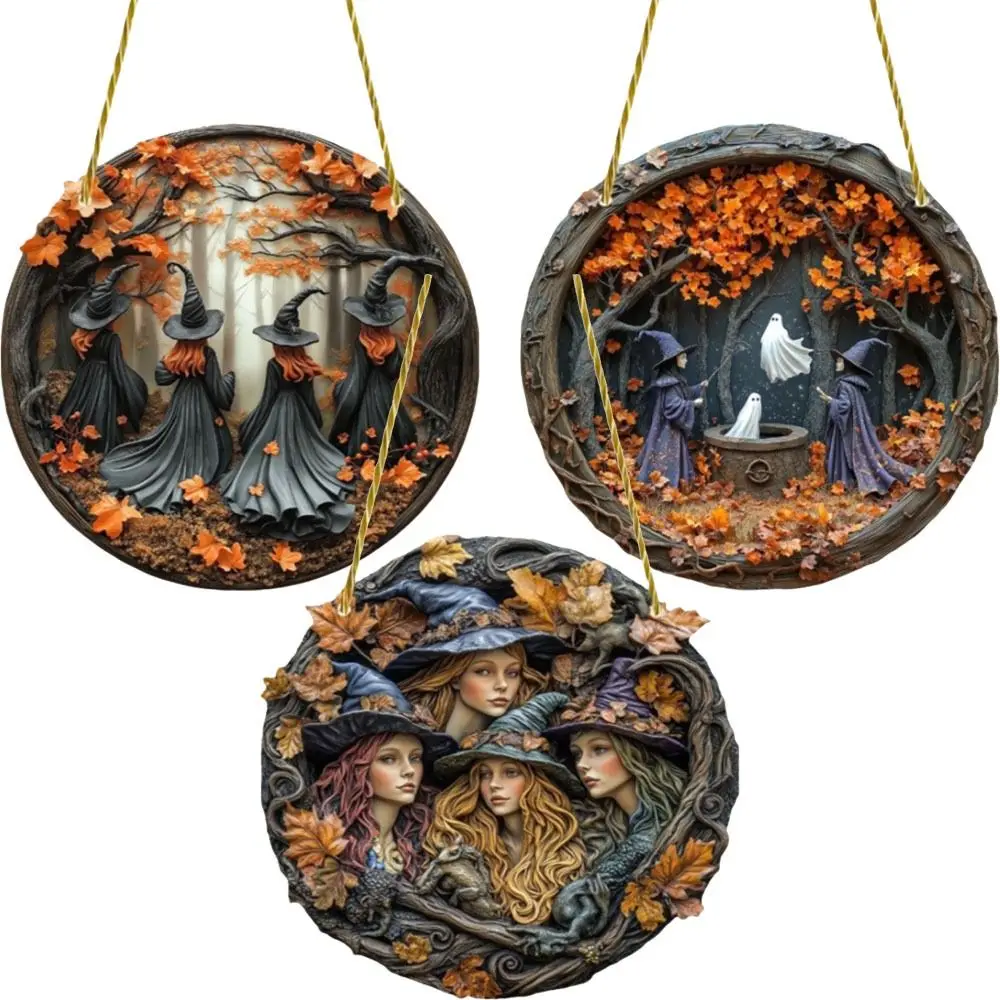 고딕 마녀 문 창 교수형 펜던트 2D 플랫 아크릴 홈 도어 장식 메달 마법의 할로윈 장식 벽 예술 장식