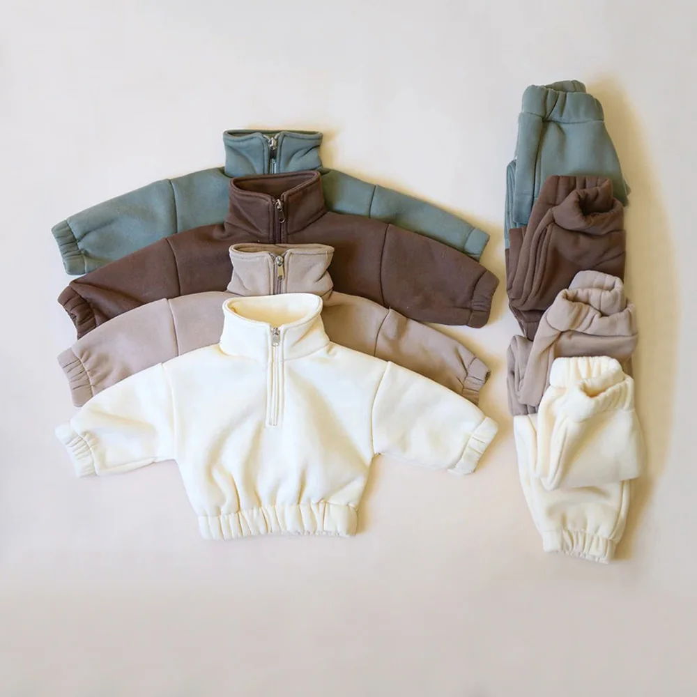 Kinder Sportswear Anzüge für Kinder Herbst Winter verdicken Fleece Jacke Hose Baby Boy Mädchen Trainings anzüge Kleidung Jungen Outfit