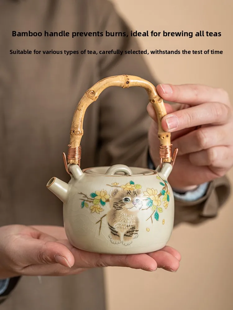 

Large Capacity Ceramic Teapot Yu Yuan Dynasty Handmade Tea Set Design Gongfu Tea Brewing Tool Extreme Pure White Color
