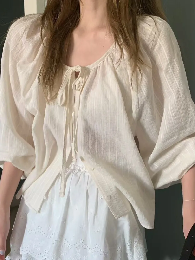 

Faionable Loose Women's Sun Protection irt Belted Open Cardigan Anti-Aging Versatile Top Small ence Design Sensation