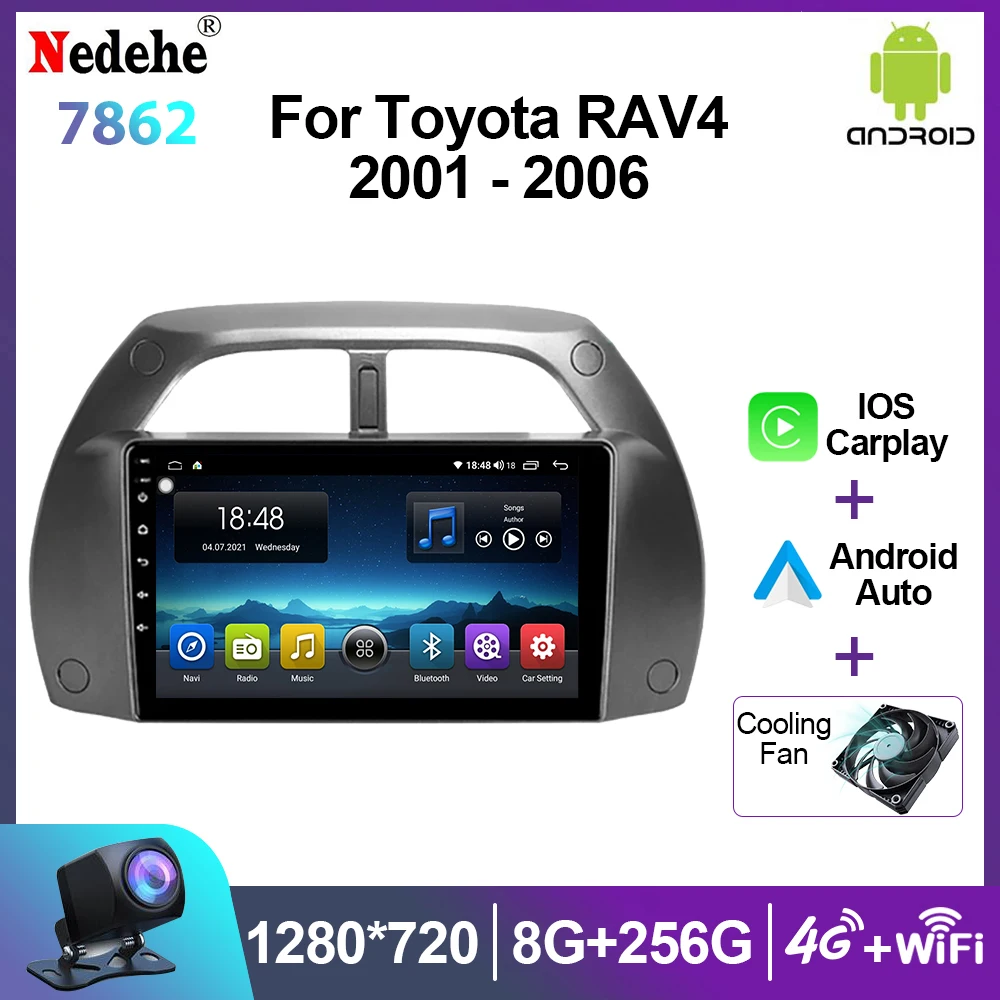 

2 Din Car Radio Android 12 For Toyota RAV4 RA V4 2001 - 2006 Multimedia Stereo Player Carplay GPS Navigation Autoradio WIFI 4G