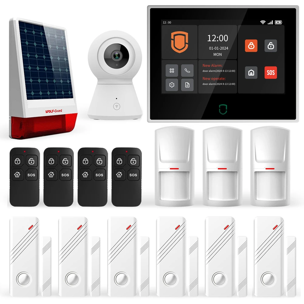 TuyaSmart Life شاشة لمس لاسلكية 7 بوصة IPS 4G GSM SMS WIFI نظام إنذار أمان ضد السرقة المنزلي