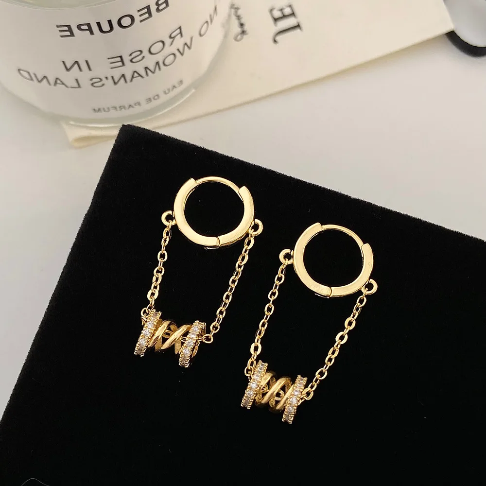 Luxury Female hoop earring Zircon Stone Clip Earrings Charm Gold Color Wedding Jewelry For Women