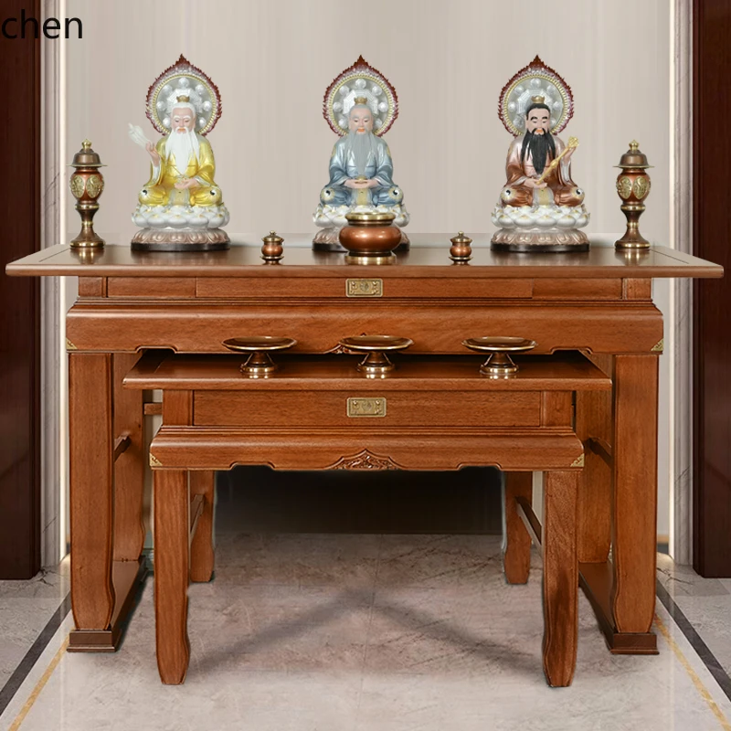 Stół do ofiarań z litego drewna ZML do użytku domowego, stół ołtarzowy do kultu, stół Ośmiu Nieśmiertelnych, stół do ofiarań i kultu.