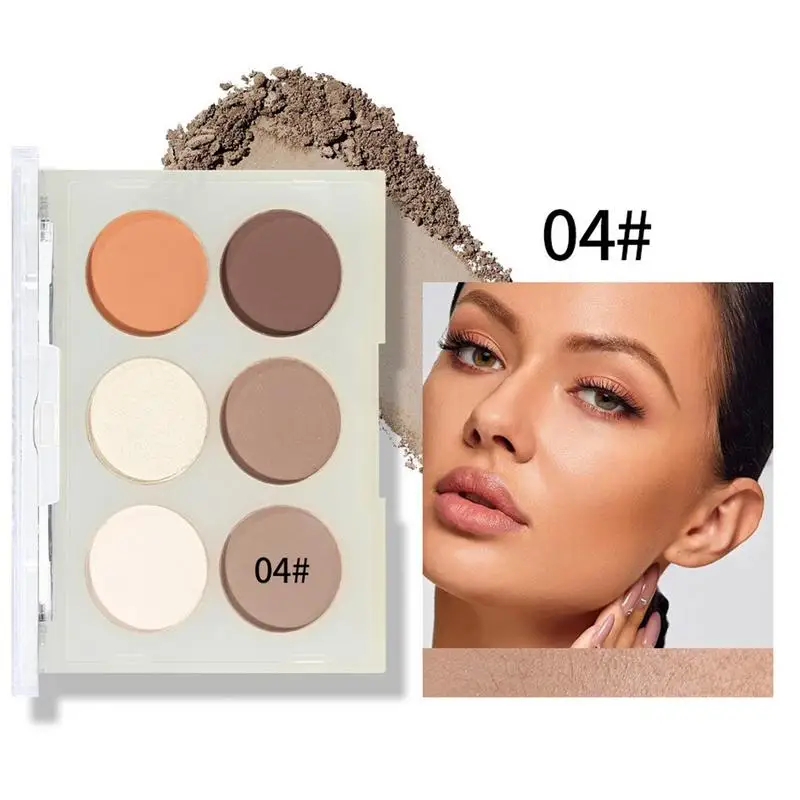 Nieuwe 6 Kleuren Gezicht Markeerstift Poeder Contour Palet Corrector Poeder Palet Contouren Markeerstift Bronzer Make-Up Poeder