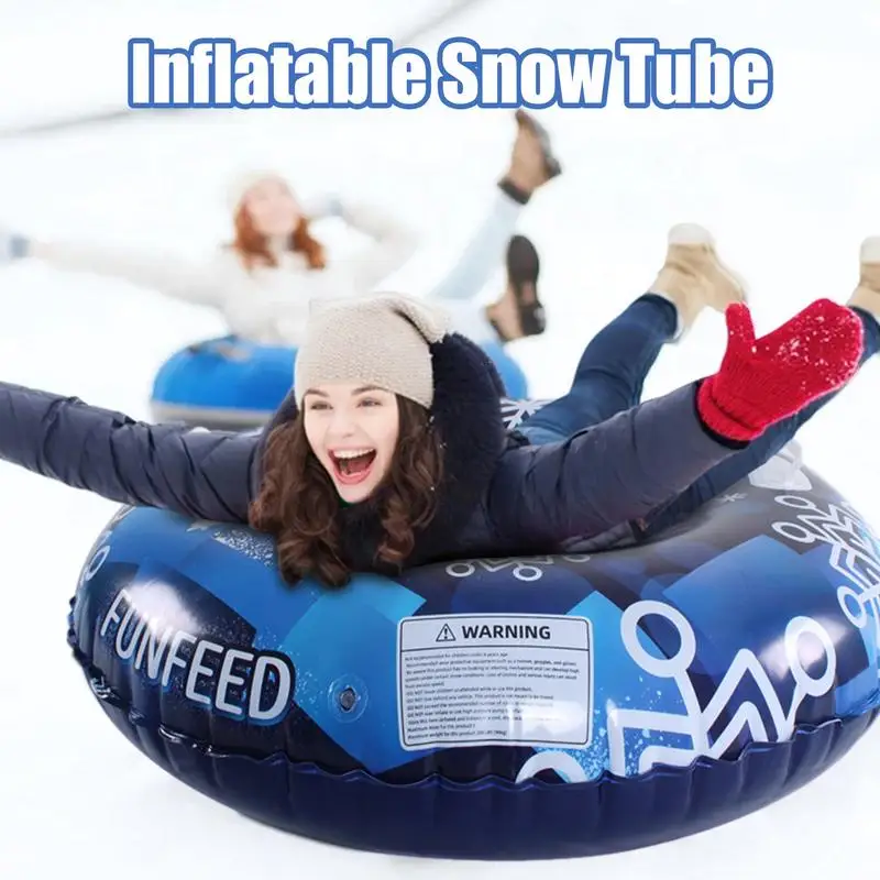 Snow Tubes For Sledding Heavy Duty Snow Tube Inflatable Sled With 2 Handles Tear-Resistant Sledding Tube Winter Toys For